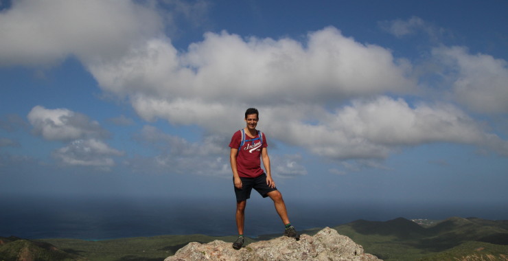 Chris op de Christoffelberg in Curacao