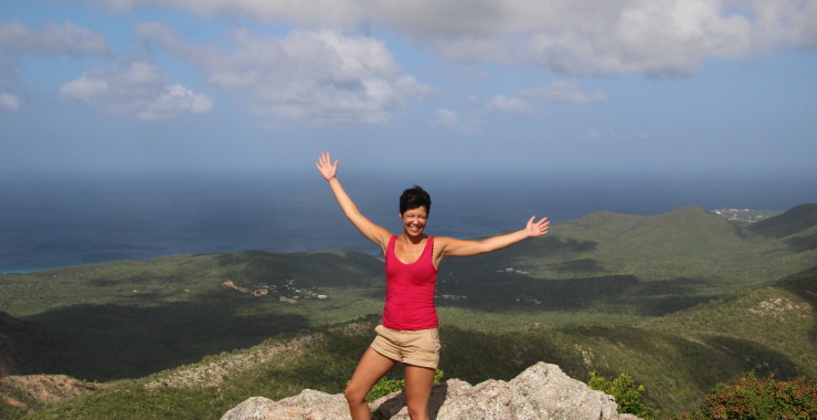 Marlous op de Christoffelberg in Curaceo