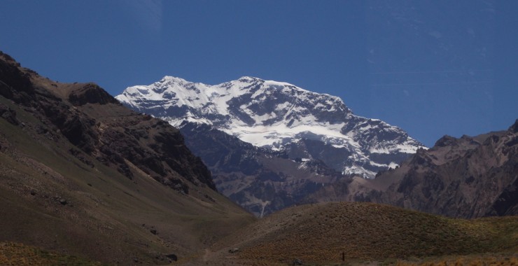 Aconcagua berg Andes op grens Chili en Argentinie