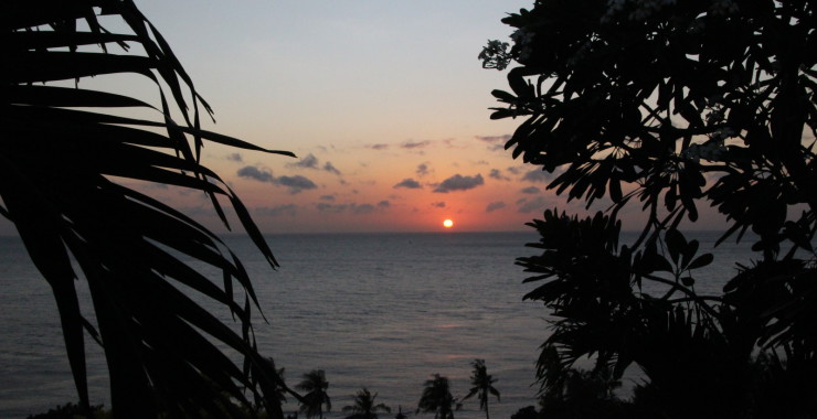 Zonsondergang hotelbed